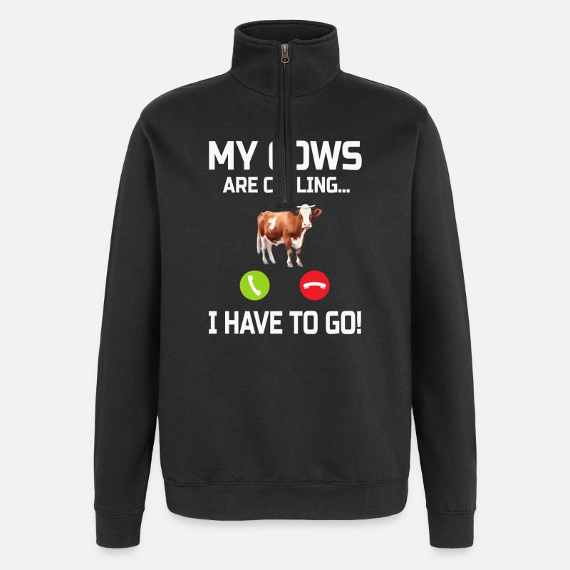 Kuh Kühe - Quarter-Zip-Sweatshirt - Schwarz