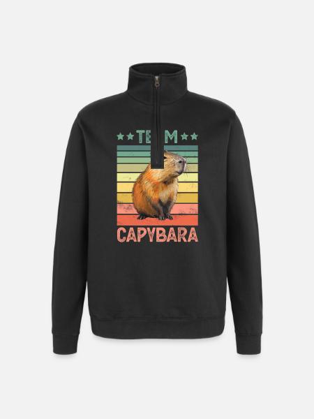 Capybara Wasserschwein - Sweat à zip 1/4 - noir