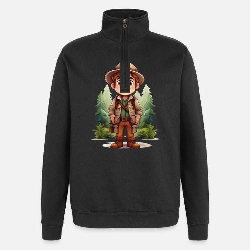 Adventurous explorer - Quarter-Zip Sweatshirt - black