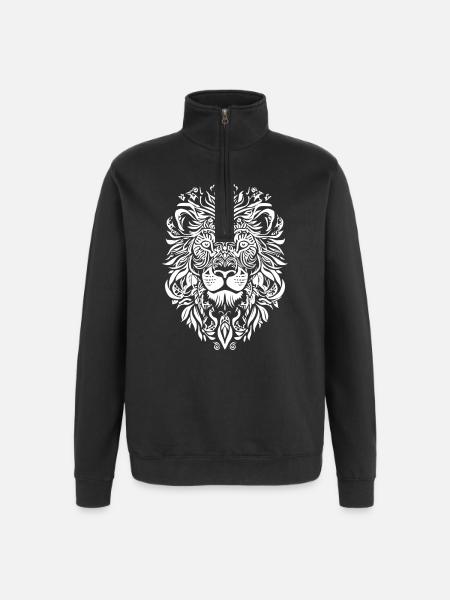 Fiery lion head tattoo design - Quarter-Zip Sweatshirt - black