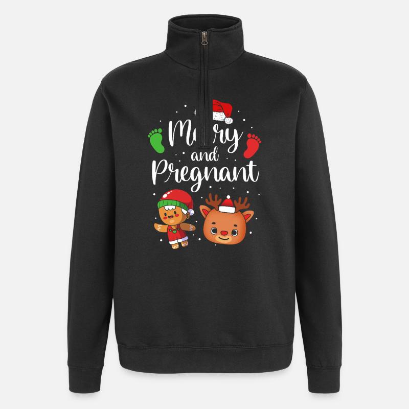 Werdende Mutter Weihnachten Gender Reveal - Quarter-Zip-Sweatshirt - Schwarz
