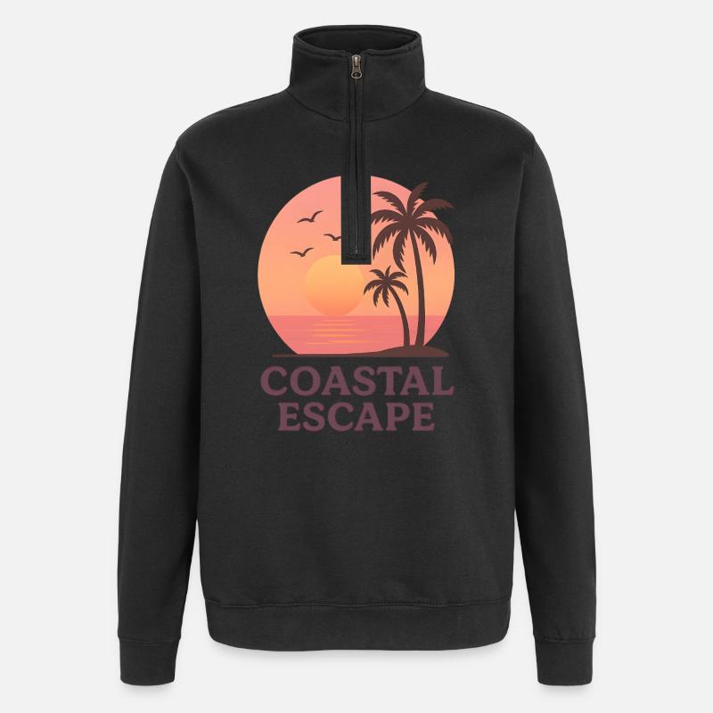 Flucht an der Küste - Quarter-Zip-Sweatshirt - Schwarz