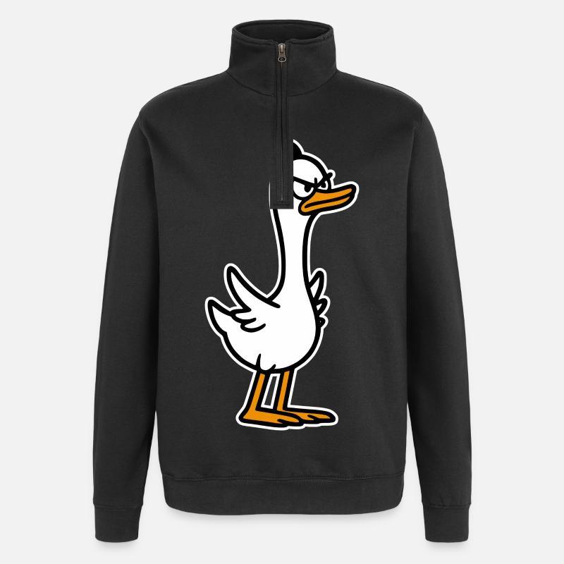 Wütende Gans - Quarter-Zip-Sweatshirt - Schwarz