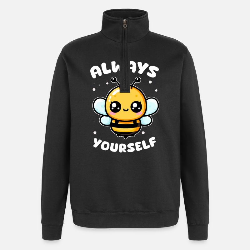 Abeille Kawaii Toujours soi-même - Sweat à zip 1/4 - noir