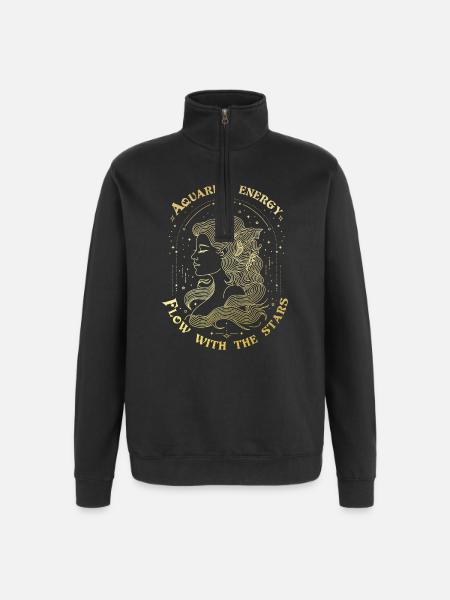 Sternzeichen Wassermann – Fließen Sie mit den Sternen - Quarter-Zip-Sweatshirt - Schwarz