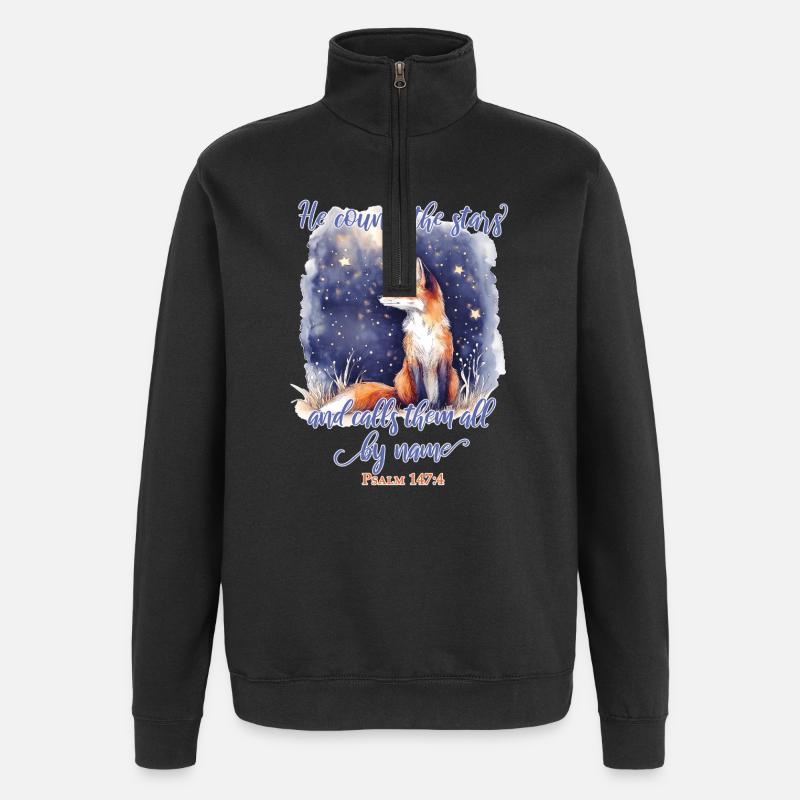 Fox Bible Verse Christian - Quarter-Zip Sweatshirt - black