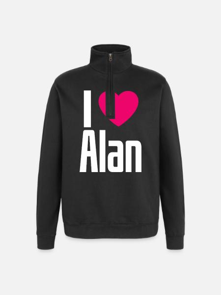 I Love Alan Pinkes Herz Ich liebe Alan - Quarter-Zip-Sweatshirt - Schwarz