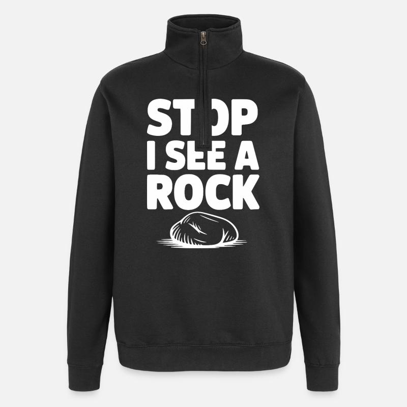 Arrêt Je vois un rocher - Sweat à zip 1/4 - noir