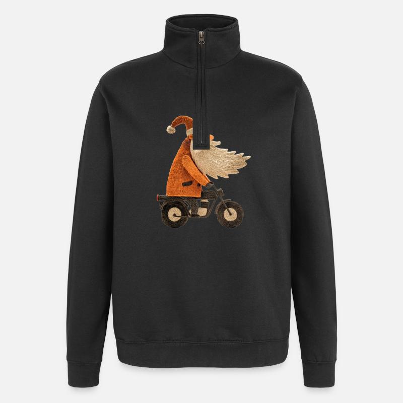 Weihnachtsmann auf Motorrad - Quarter-Zip-Sweatshirt - Schwarz