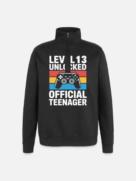 Level 13 Unlocked Official Teenager - Quarter-Zip Sweatshirt - black
