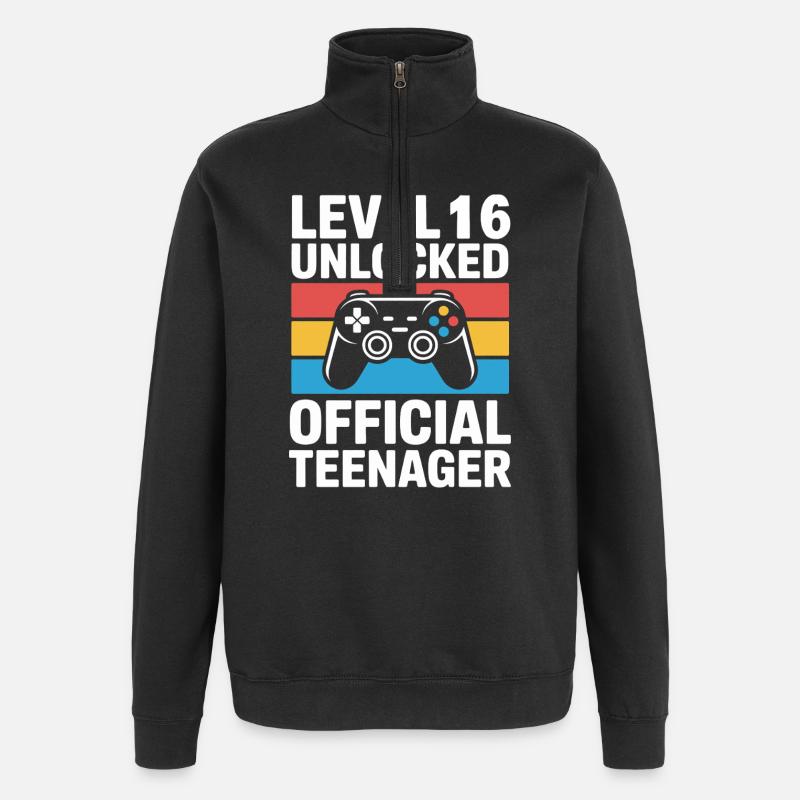 Niveau 16 Adolescent officiel débloqué - Sweat à zip 1/4 - noir