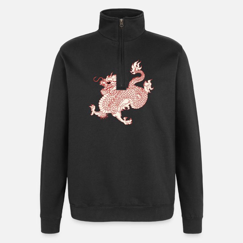 Drache - Quarter-Zip-Sweatshirt - Schwarz