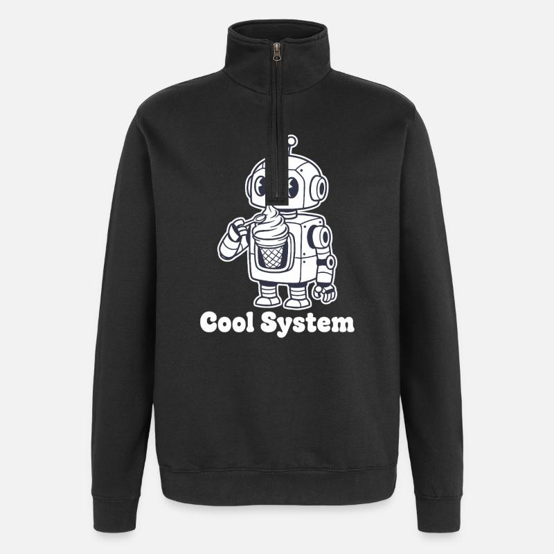 Robot avec une glace - Sweat à zip 1/4 - noir