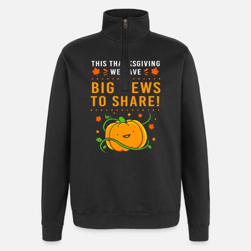 Thanksgiving Gender Reveal Werdende Mutter - Quarter-Zip-Sweatshirt - Schwarz