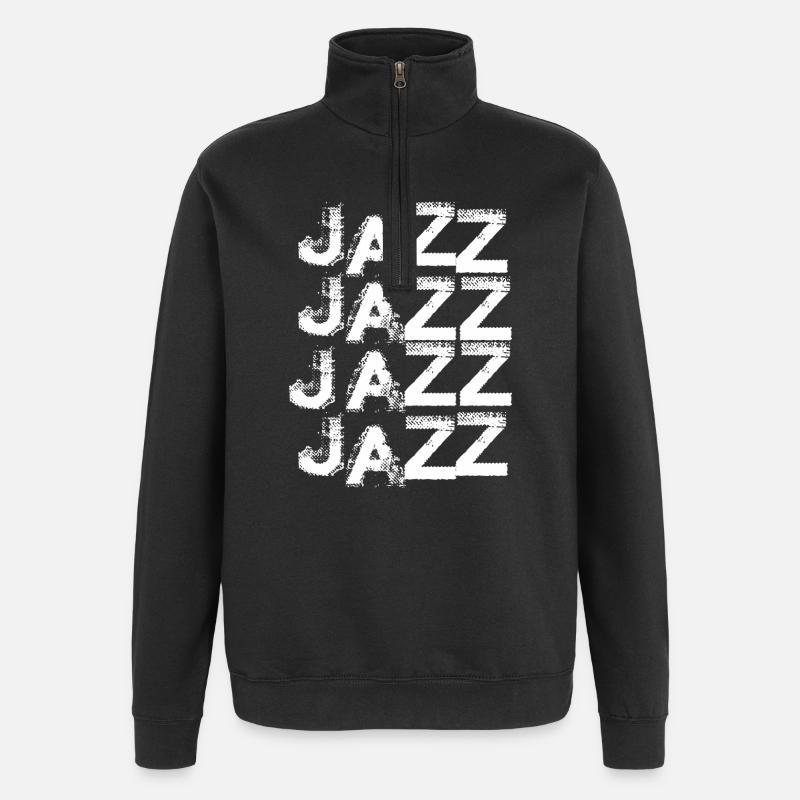 Jazz Stacked Typography - Quarter-Zip Sweatshirt - black
