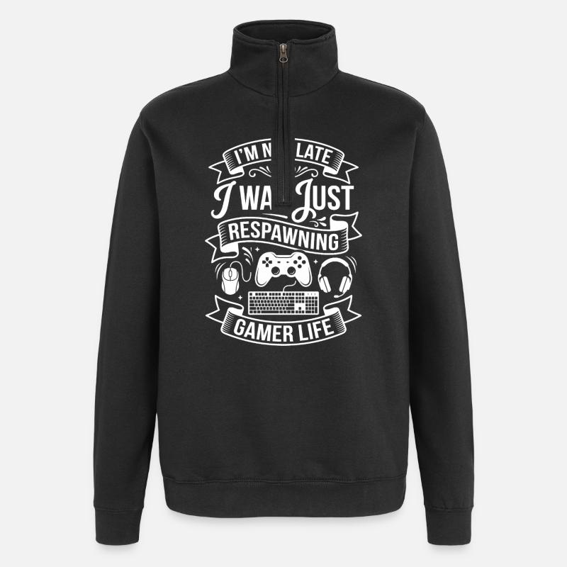 I Was Just Respawning - Quarter-Zip Sweatshirt - black