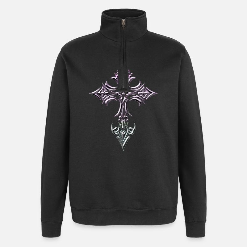 Gradient Gothic Cross - Quarter-Zip Sweatshirt - black