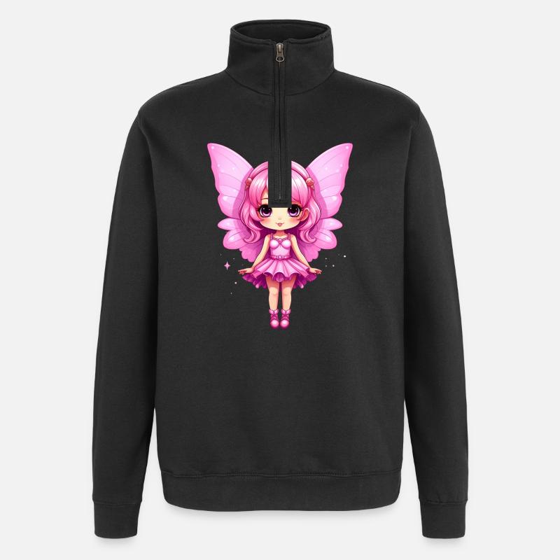 Niedliche rosa Fee - Quarter-Zip-Sweatshirt - Schwarz