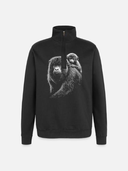 Howler monkey - Quarter-Zip Sweatshirt - black