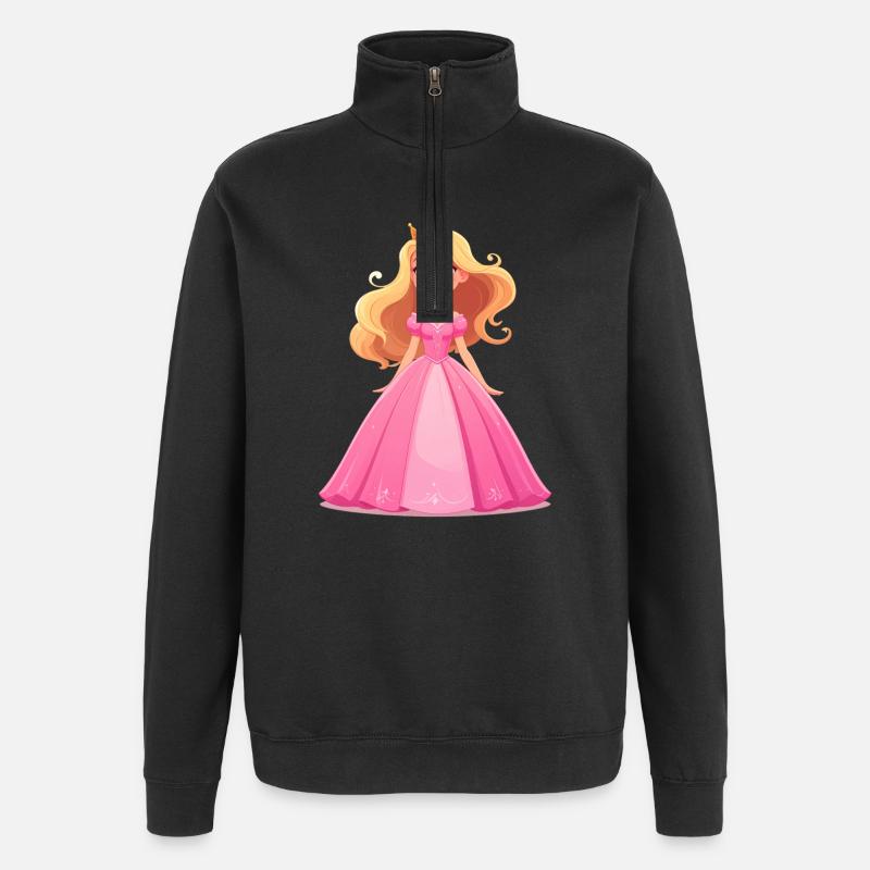 Prinzessin in einem rosa Kleid - Quarter-Zip-Sweatshirt - Schwarz