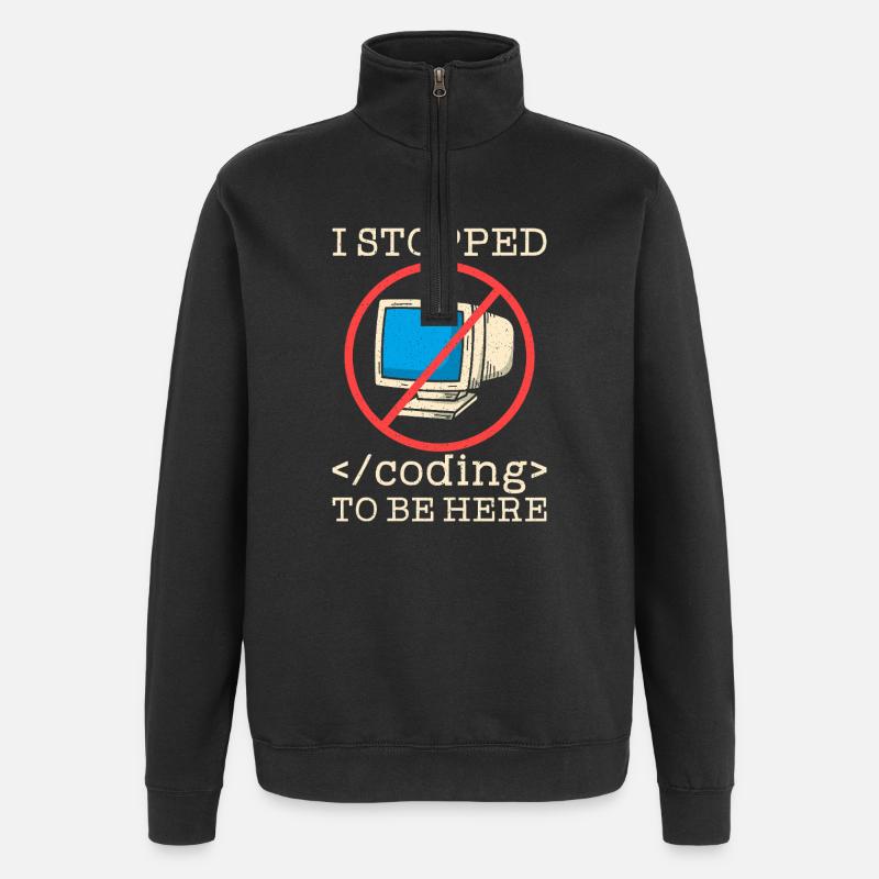Coding funny saying programmer - Quarter-Zip Sweatshirt - black