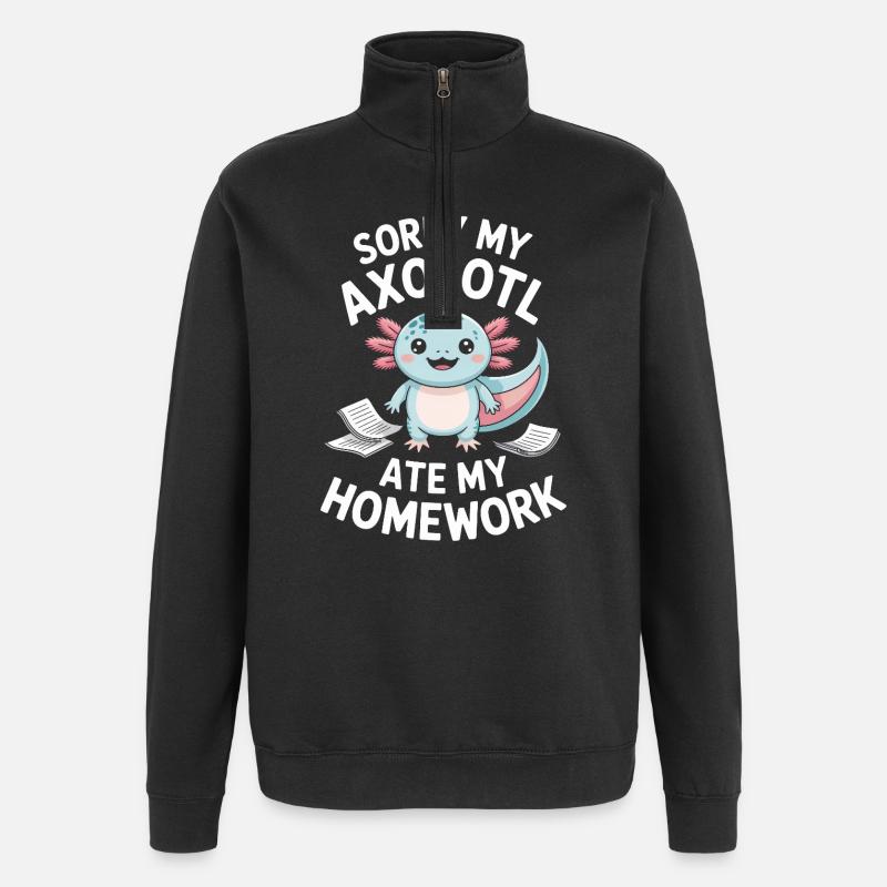 Axolotl Homework Heist - Quarter-Zip Sweatshirt - black