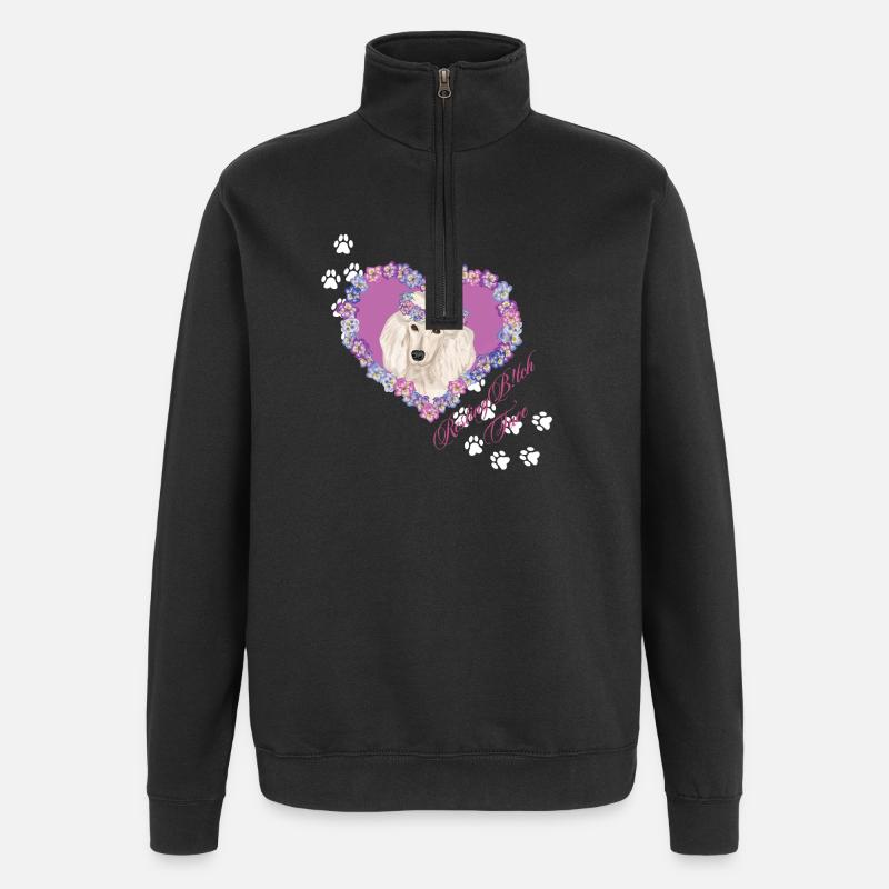 Caniche au visage de au repos - Sweat à zip 1/4 - noir