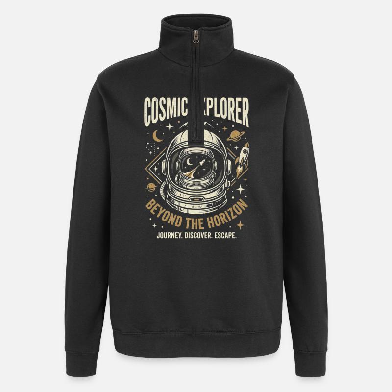 Cosmic Explorer - Quarter-Zip Sweatshirt - black