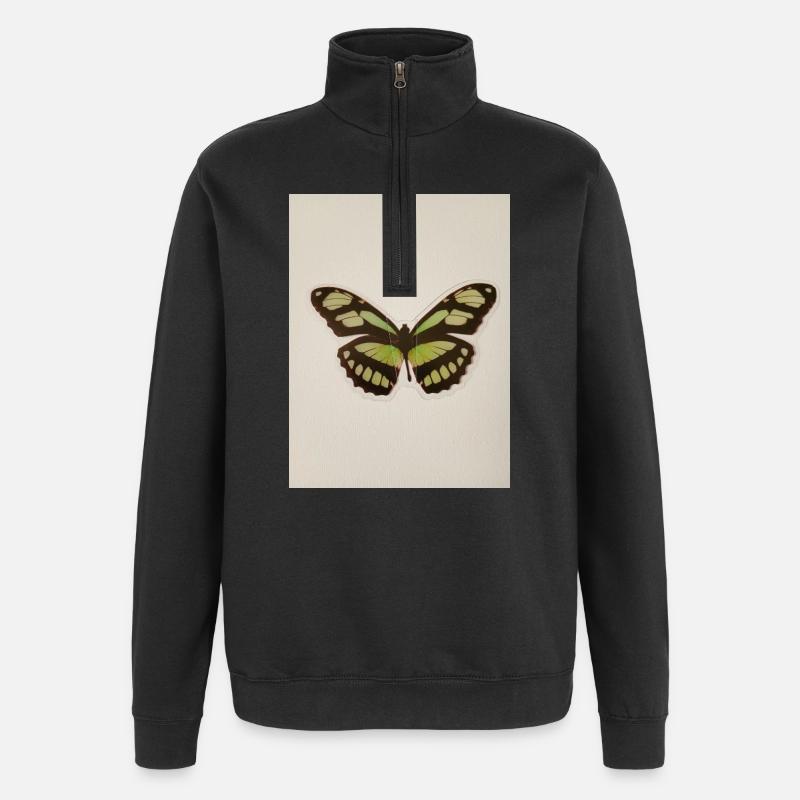 Grüner Schmetterling Patchkunst - Quarter-Zip-Sweatshirt - Schwarz