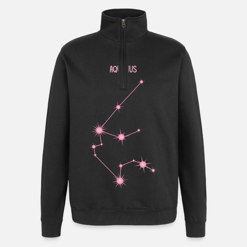Signe du zodiaque Verseau, constellation rose - Sweat à zip 1/4 - noir