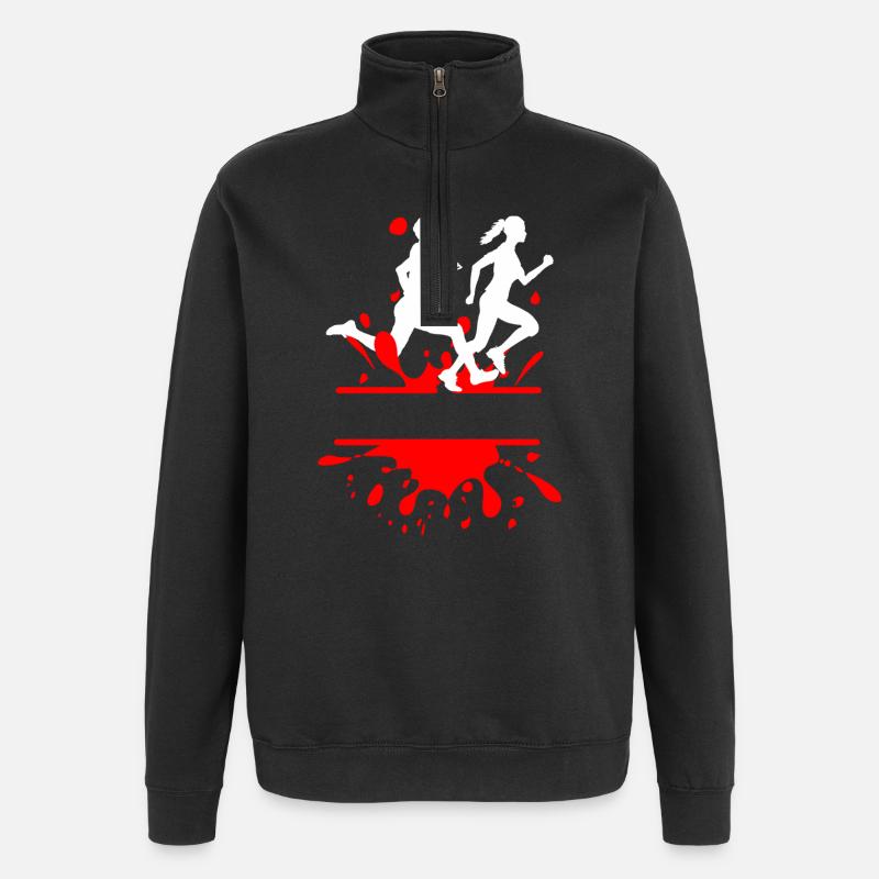 Mud Run Duo – Custom Splash Design - Quarter-Zip Sweatshirt - black