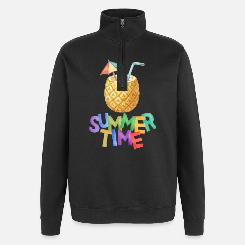 Boisson à l’ananas d’été - Sweat à zip 1/4 - noir