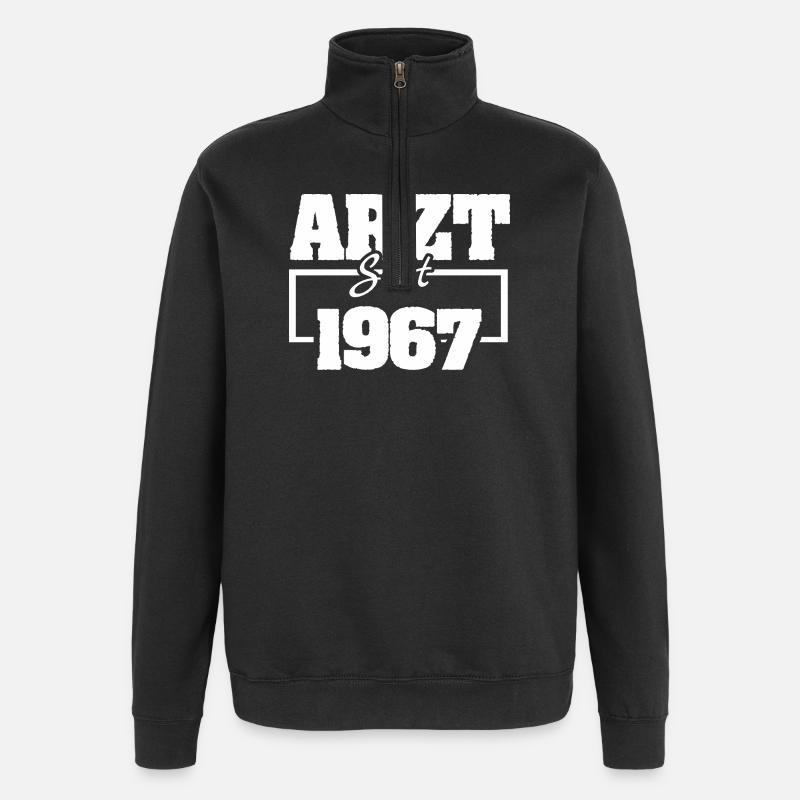 Arbeitsmediziner 19 - Quarter-Zip-Sweatshirt - Schwarz