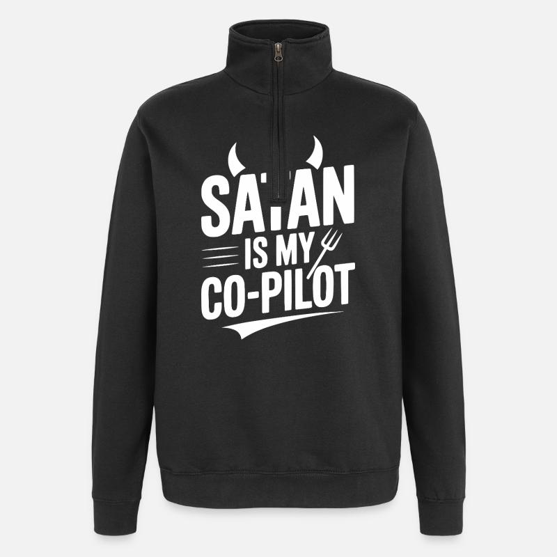 Satan ist mein Co-Pilot - Quarter-Zip-Sweatshirt - Schwarz