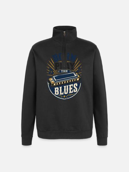 Instrument Harmonica Blues Music Musicians - Quarter-Zip Sweatshirt - black