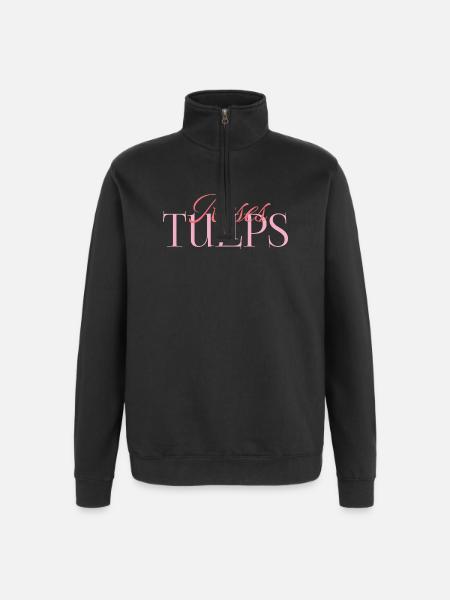 Roses & Tulips – Blühende Eleganz - Quarter-Zip-Sweatshirt - Schwarz