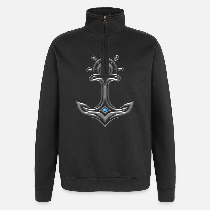 Odin Thor Anchor - Quarter-Zip Sweatshirt - black