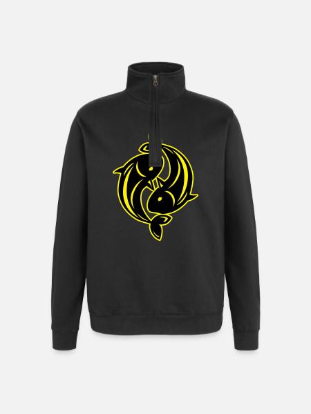 fische angler sternzeichen - Quarter-Zip-Sweatshirt - Schwarz