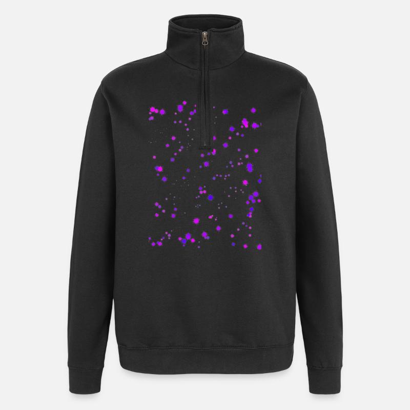 Lila Farbsprenkel - Quarter-Zip-Sweatshirt - Schwarz