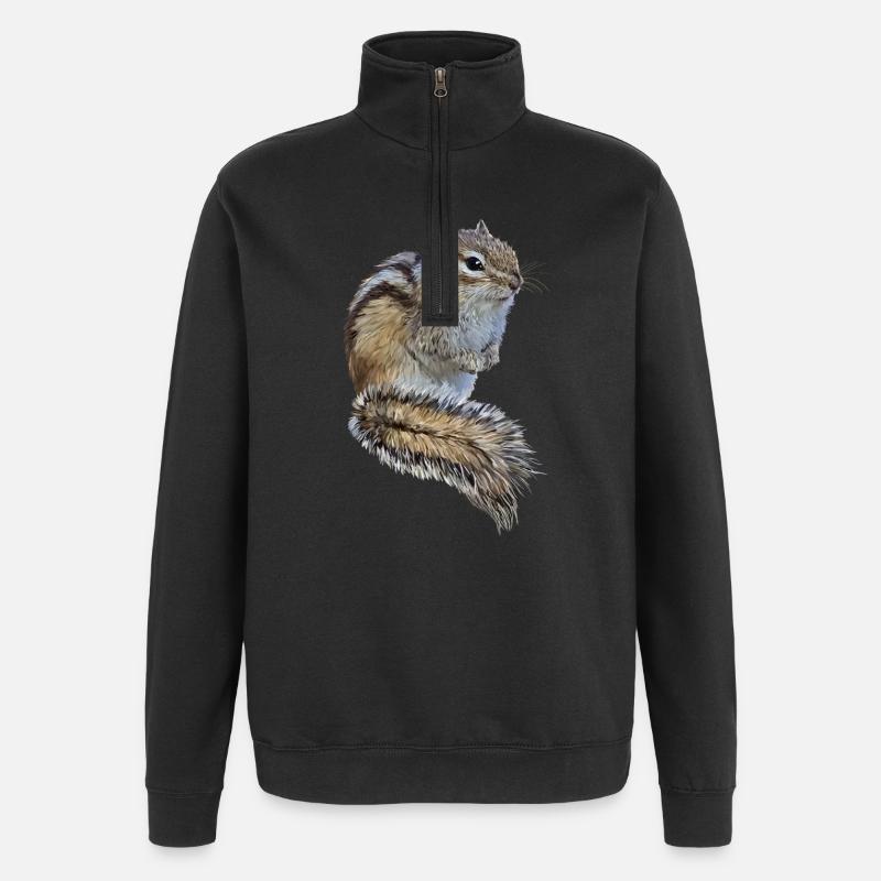 Des écureuils rayé - Sweat à zip 1/4 - noir