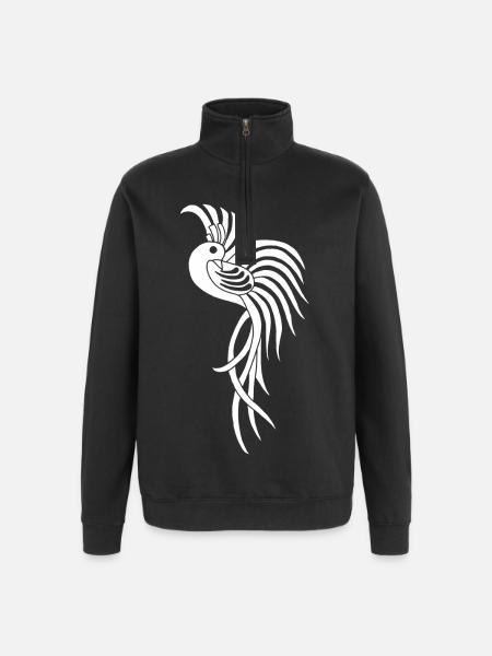 Weißer Paradiesvogel - Quarter-Zip-Sweatshirt - Schwarz