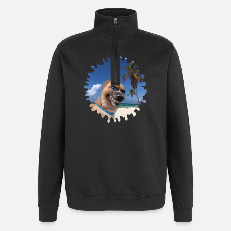 Crazy Beach Dog - Quarter-Zip-Sweatshirt - Schwarz