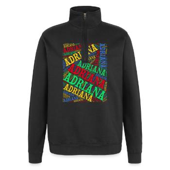 t-shirt Adriana t-shirt word cloud gift idea - Quarter-Zip Sweatshirt - black - Front - AI Model Female 172 light (172cm) & AI Model Male 178 dark (178cm)