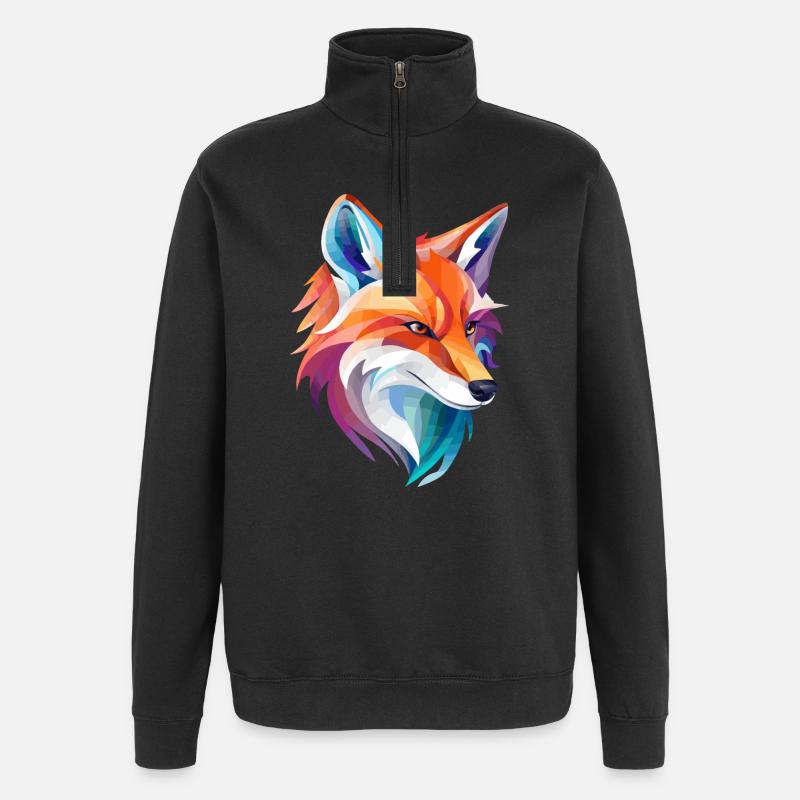 Fuchs Design - Quarter-Zip-Sweatshirt - Schwarz