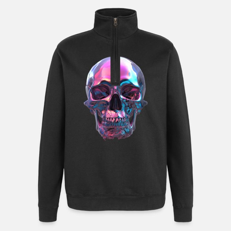 chromatischer Schädel - Quarter-Zip-Sweatshirt - Schwarz