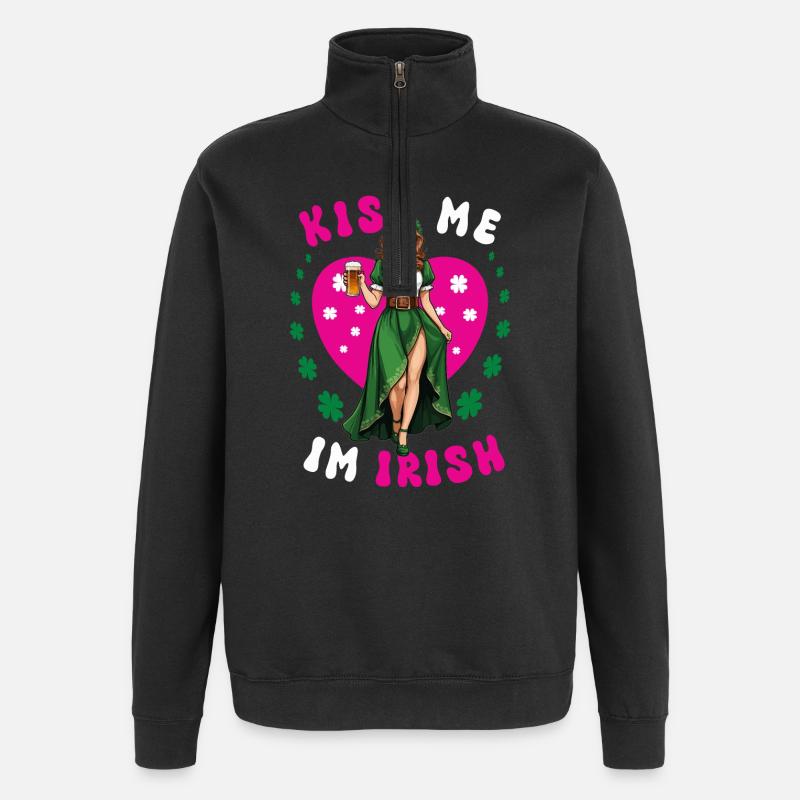 Küss mich, ich bin Irin - Quarter-Zip-Sweatshirt - Schwarz