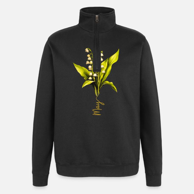 Maiglöckchen Naturalistisches Design - Quarter-Zip-Sweatshirt - Schwarz