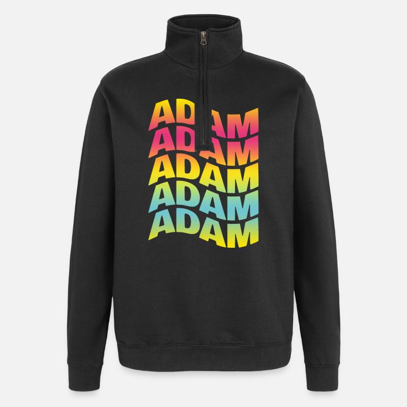 t-shirt Adam text wavy text effect - Quarter-Zip Sweatshirt - black