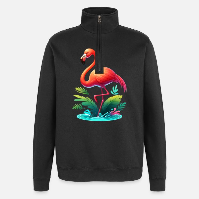 Flamant - Sweat à zip 1/4 - noir