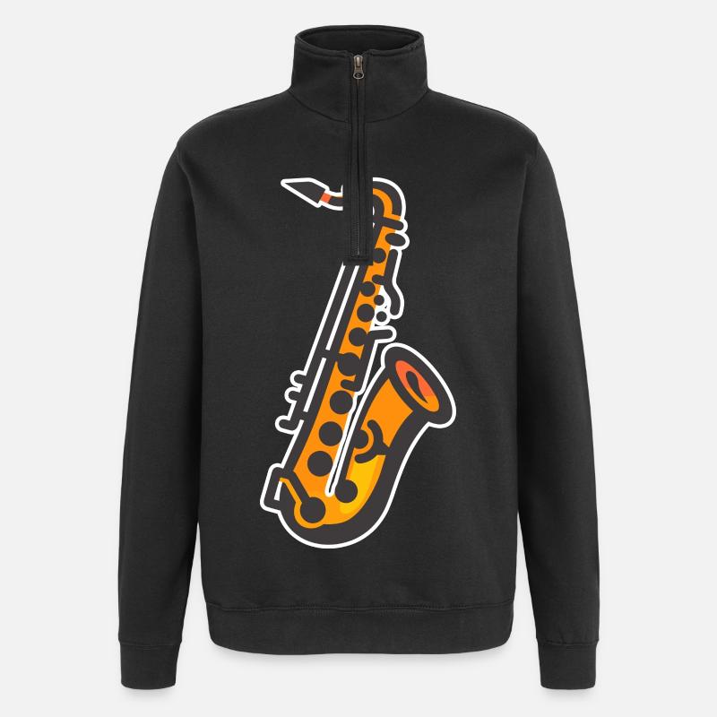 Graphisme pour saxophone - Sweat à zip 1/4 - noir